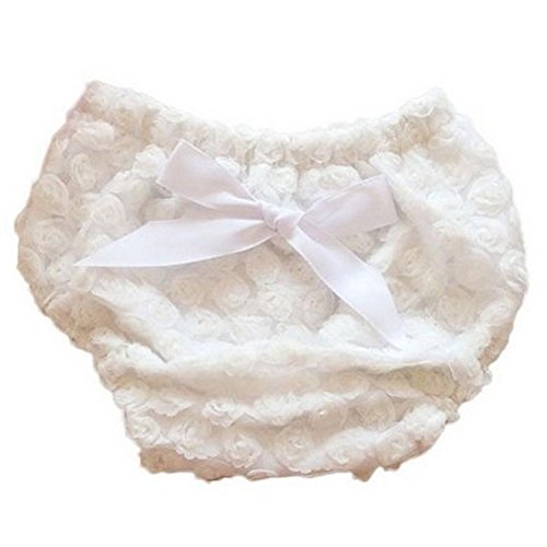 Highdas Baby Girl's Roses Briefs Shorts Rose Flower Ruffle Bloomer Diaper Cover Diaper Pants White M