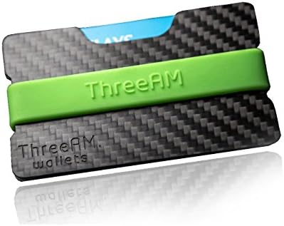 ThreeAM Wallet Series Carbon Slim Minimalistic Front Pocket Small Money Credit Card Holder Clip For Men Women (Green)