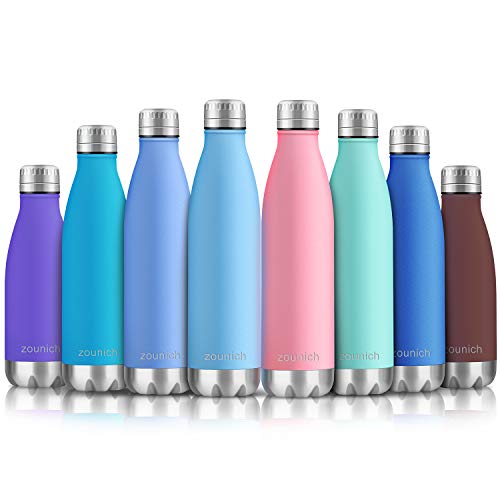 ZOUNICH Metal Water Bottles - Leak-Proof, No Sweating | Bpa-Free Stainless Steel| Double Walled Vacuum Insulated | 350ml, 500ml, 650ml Keeps Cold For 24+ Hrs, Long Hot For 12 Hrs | Kids, Gym,Sports