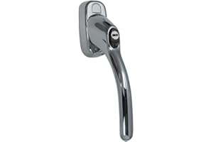 FixRello White Tilt & Turn Window Handle – Locking Handle for uPVC & Timber Windows – 40mm Spindle – Euro Profile – Key Locking – Left/Right Universal (Chrome)