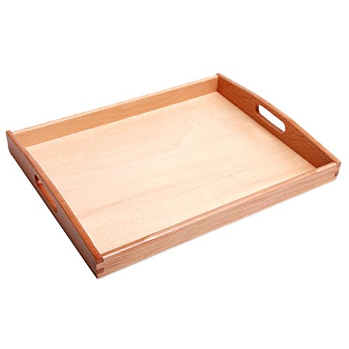Preisvergleich Produktbild MagiDeal Holz Rechteck Tablett Tray Mit Griff Groß