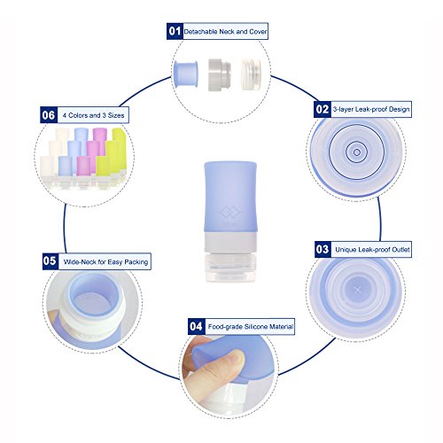 Anself 4 Stück Silikon Reise Flaschen Set Zylindrisch (Größe Optional) - 8