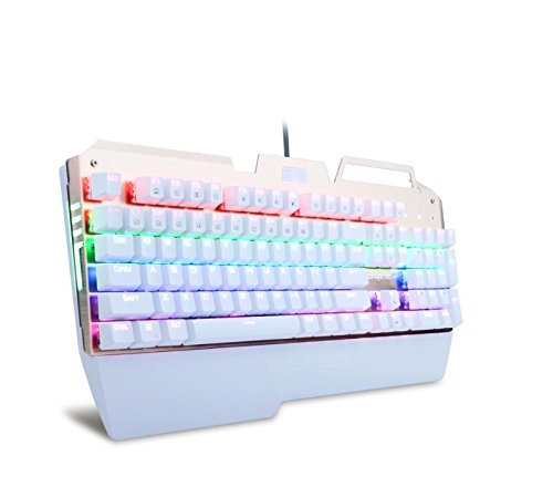 Preisvergleich Produktbild LSHUANGJ Regenbogen-Hintergrundbeleuchtung Gaming-Grün-Achse mechanische Tastatur 104 Schlüssel USB-Schnittstelle Steckachse , white gold