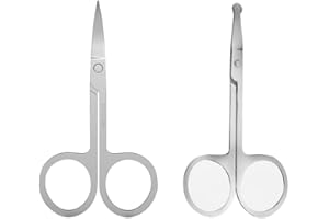 KZTHA 2 Stück Professionelle Edelstahl-Schönheitsschere - Friseurschere Augenbrauen schere Nasenhaarschere Ohrenschere Nagelschere Kinder