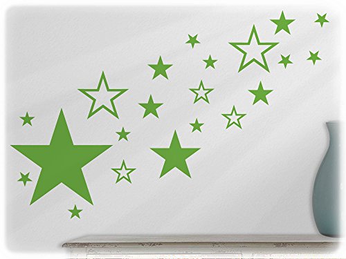 Preisvergleich Produktbild wandfabrik - Wandtattoo - 82 hochwertige Sterne in lindgrün