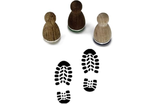 Stemplino® Tampon - Motif : Empreinte de Chaussure - 12, 18, 35 ou 46 mm de Diamètre - Tampon en Bois Lutin - Accessoire de Lutin - Pas dans la Neige (12 mm)