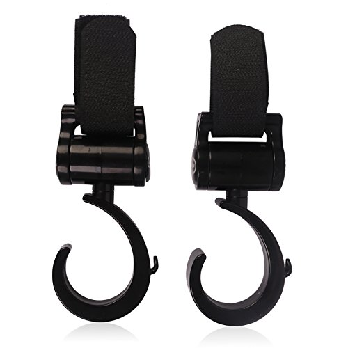 Vintoral 2 Pack Stroller Hook and Stroller Clips for Pushchair - Black