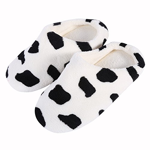 Kasit Unisex Weiche Winter Warm Anti-Rutsch-Hausschuhe Baumwolle Sandale Haus Startseite Anti-Rutsch-Schuhe - Schwarz Kuh XL