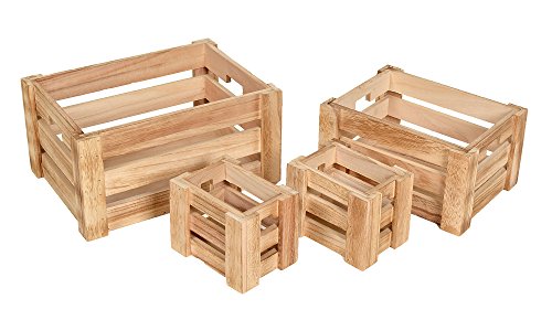 ts-ideen 4er Set Kisten Holztruhe Obstkiste Landhaus Stil Weinkiste Box Aufbewahrung Holzkiste natur Kinder Zimmer