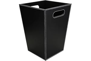 KINGFOM™ Klasyczny skórzany kosz na śmieci, kreatywny kosz na odpady, kosz do przechowywania do biura, domu i hotelu wysokiej klasy (czarny - pręgowany (kwadratowy))