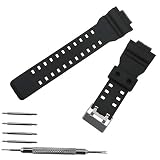 ENET Ersatzband Uhrenarmband schwarz matt PU Armband Kette mit Verschluss wasserdicht
