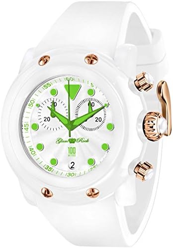GLAM ROCK UNISEX MIAMI BEACH 46MM WHITE SILICONE BAND QUARTZ WATCH GR2513
