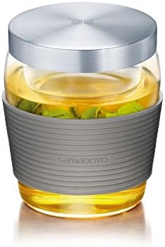 samaDOYO S017 Tea Cup with Glass Strainer, Stainless Steel Lid and Silicon Protection Glass 370ml 370ml silver