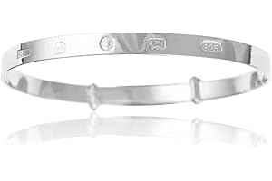 Designer Inspirations Boutique 4MM / 6MM Wide Feature Hallmark Expanding/Expandable/Adjustable Bangle Bracelet for Baby/Child/Children/Women - 925 Sterling Silver - Childrens Jewellery