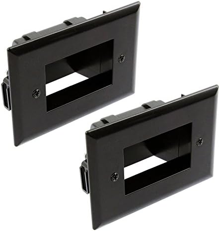 DataComm 45-0008-BK 1-Gang (2 PACK) Recessed Low Voltage Wall Cable Plate - Black