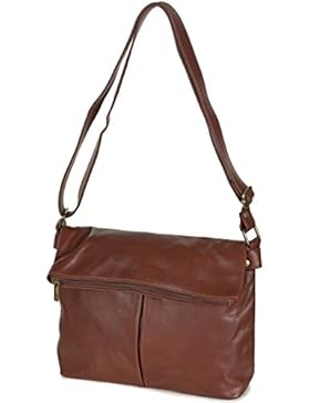 Taschenloft Damen Umhängetasche aus Italienischem Nappa-Leder (31 x 22 x 9 cm)