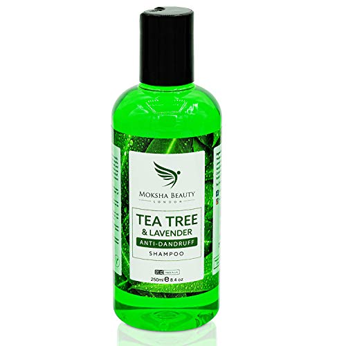 Champú AntiCaspa de Aceite de Arbol de Te - [Fabricado en U.K] Terapéutico | Mata las Bacterias del Cuero Cabelludo y el Cabello Escamosos con Picazón | Previene los Piojos-Hombres y Mujeres | 250ml