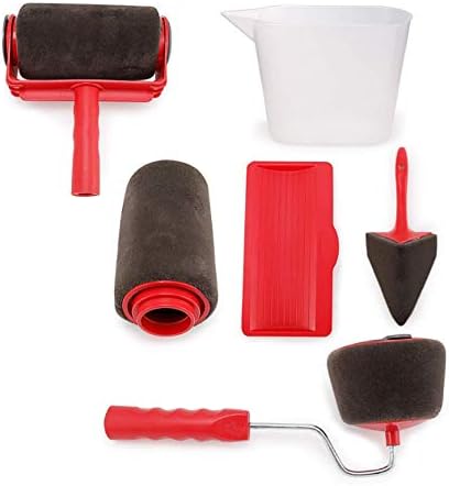 Roller with Handle Tool,Painter Wall Ceiling Decoration Garden Home Multi-Function Roller Brush Paint Brush,5 Pcs,Red