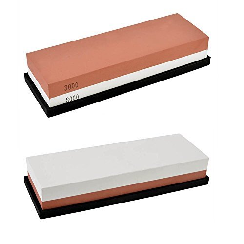 Itian Whetstone, 3000/8000 Grit Kombination Korund Whetstone Messer Wetzstein, Beidseitig mit Anti-Rutsch-Silikon-Halter - 2