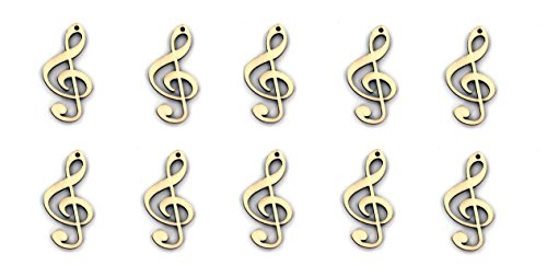 10er Set Streudekoration oder Anhänger Violinschlüssel Notenschlüssel aus Pappel-Sperrholz - Schönes Geschenk für Musiker