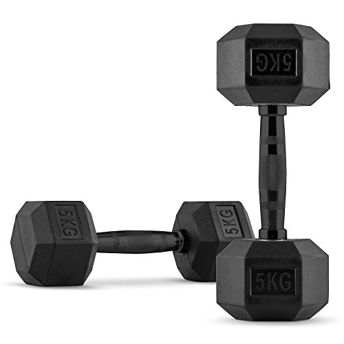 CAPITAL SPORTS Hexbell Dumbbell Kurzhanteln Hantel Gewichte (einzeln oder 2er Set, Kurzhanteln, oxidierte Hantelgriffe, Hartgummi-Ummantelung, Gewichte nach Wahl) schwarz
