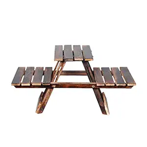 Noble Wood Crafts Wooden Multipurpose Living Room Flower Pot Stool Folding Rack Side Stand with 3 Decks (Brown)