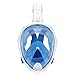 Produktbild Forsea (Blau) (Kleine Größe) Faltbarer Atemschlauch Full Face Schnorchel Maske 180 ° Panorama-Ansicht Flache Tauchmaske Anti-Fog und Anti-Leck mit verstellbaren Kopfriemen Design für Erwachsene Kinder
