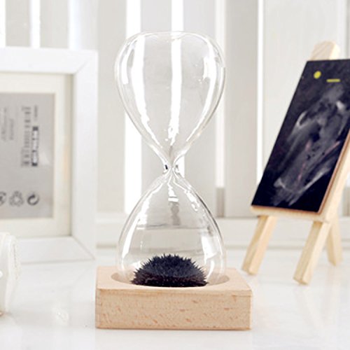Eisen Pulver Magnet Sanduhr Sand Timer Clock Home Decor Holiday Gift w / Holz Inhaber - 2
