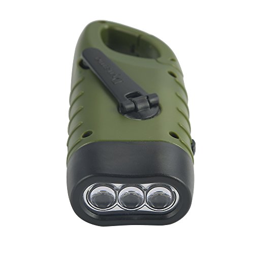 Simpeak LED Taschenlampe Handkurbel Solar Dynamo Karabiner Energie wiederaufladbare Taschenlampe für Camping Klettern Wandern - 3