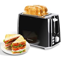 Grille Pain Noir Toaster Godmorn , ramasse-miettes amovible, remontée extra-haute, avec 7 contrôle de brunissage variable. 3 en 1 Fonctions décongeler, réchauffer et annuler. 2 Fentes larges.