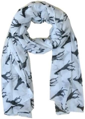 Giraffe Print Soft Celebrity Scarf Animal Fashion Large Long Shawl Scarves Available in Red Black Pink Yellow and Grey (White)