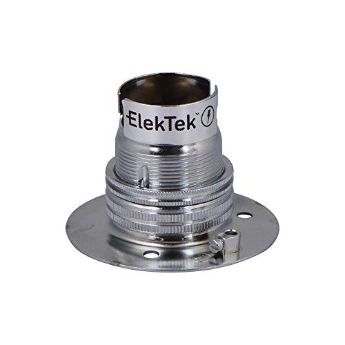 ElekTek - Portalampada B22 BC, diametro base 52 mm, 3 fori di fissaggio, colore a scelta Nichel.