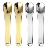 Minkissy 4pcs Metal Cosmetic Spoons Makeup Spatulas Beauty Scoops for Facial Cosmetic Face Mask 6cm (Golden Silver)