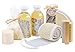 Freida Joe - Delight! Two Tone Natural Wood Round Basket Spa Set! Includes :260ml Shower Gel, 260ml Bubble Bath, Back Scrubber Loofah, Loofah Pad, 2-In-1 Pumice Stone And Soft Bristle Brush, Candle, Bath Salt, Potpourri