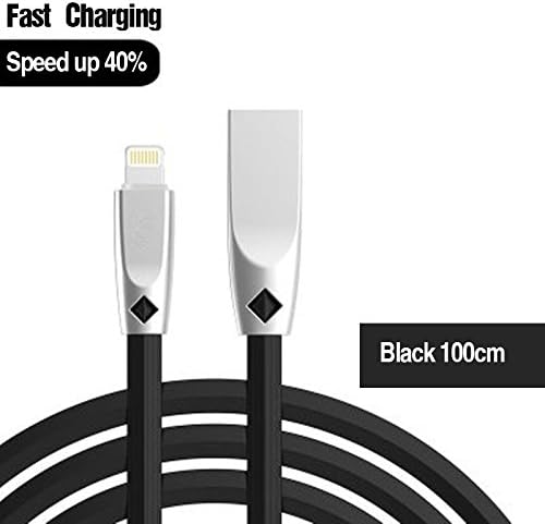 iPhone Cable Charger-Yaletu Zinc-Alloy Lightning to USB Cable 3.3ft/1M Charging Data Sync Cord for iPhone6 7 7plus 6s 6splus SE 5s 5c 5 iPad Pro Air 2 Mini 4 (Black)