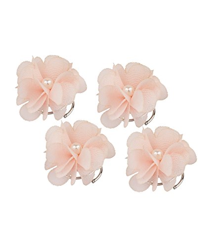 SIX "Blumen" Damen Haarschmuck, Haar Spiralen aus textilen Blumen in rosa mit weißen Perlen, Hochsteckfrisur (488-205)