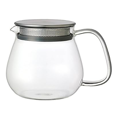 Kinto Unitea - Théière 460 ml One Touch - Résistant à la chaleur - Théière en verre avec filtre en acier inoxydable et couvercle