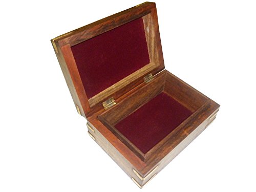 PMK Vatertags Geschenk hölzerne Schmuckkästchen Rechteck Form, Zentrum Elefant Inlay & Carving 7X5in Weinlese-Box. - 3