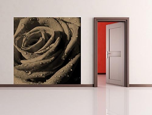 Bilderdepot24 self-adhesive Photo Wallpaper Red rose with water drops - sepia brown 78.74 inch x 78.74 inch (200x200 cm) - Manufacturer Direct Sale
