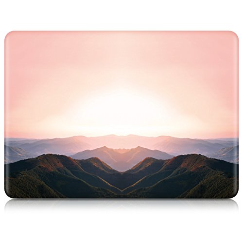 kwmobile Crystal Hülle für Apple MacBook Air 13″ (ab Mitte 2011) Hard Case – dünne durchsichtige transparente Schutzhülle Cover Tasche Berg Morgenröte Design Altrosa Schwarz Transparent - 2
