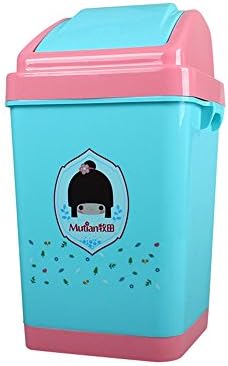 Minimalist creative wc dustbin domestic and kitchen rocker cover-debris admit bucket with a lid plastic trash , square 12L Large Cyan