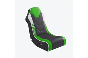 X-Rocker Shadow 2.0 Floor Rocker, Audio Console Gaming Chair - Headrest Speakers, Ergonomic Support, Folding Rocking Base, Wipe-Clean Faux Leather for Kids & Teens - Green