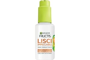 Garnier Fructis Siero Termoprotettore, Per Capelli Lisci e Lucenti a Lungo, Resistenti all'Umidità, Trattamento Lisciante alla Cheratina Vegetale e Olio di Argan, Lisci Cheratina, 50 ml