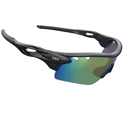 CVC Airwrap POLARISIERTE Fahrradbrillen Radfahren Sportbrillen Sonnenbrillen POLARISED Pro Sports Cycling Running Golf Sunglasses Set with 5 Interchangeable Lenses - 4