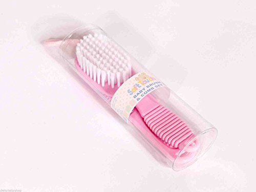 NEW Soft Touch Baby Brush & Comb Set Pink Blue White Boys Girls (Pink)