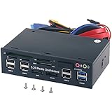 Tccmebius TCC-QL5E 5.25 Inch PC Multifunction Dashboard Media Front Panel, With SATA e-SATA Dual USB 3.0 6 port USB 2.0 Audio Ports and Five-in-one Card Reader (SD/MMC / CF/MS / TF / M2)