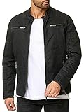 herren jacke schwarz Gefütterte Redbridge Herren Biker- Jacke - Übergangsjacke - Steppjacke aus Baumwolle in den Trendfarben Schwarz, Dunkelkhaki oder Hellkhaki