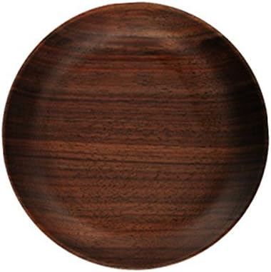 Wooden Serving Tray Decorative Round Tray Serve For Dried Fruit Or Dessert,20cm-Black