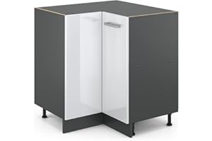 Vicco mobile ad angolo cucina R-Line, Bianco lucido/Antracite, 75.6 cm senza piano di lavoro