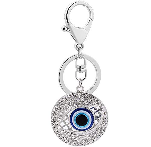 MINISU Eye Round Metal Keychain Charms Bag Purse Phone Pendant for Women Girls(Silver)